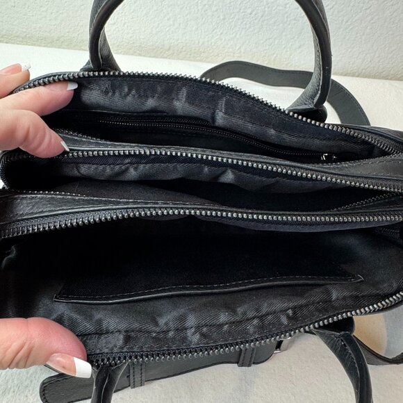 BRAND NEW Black Leather Quilted Crossbody Handbag Purse - Picture 3 of 7